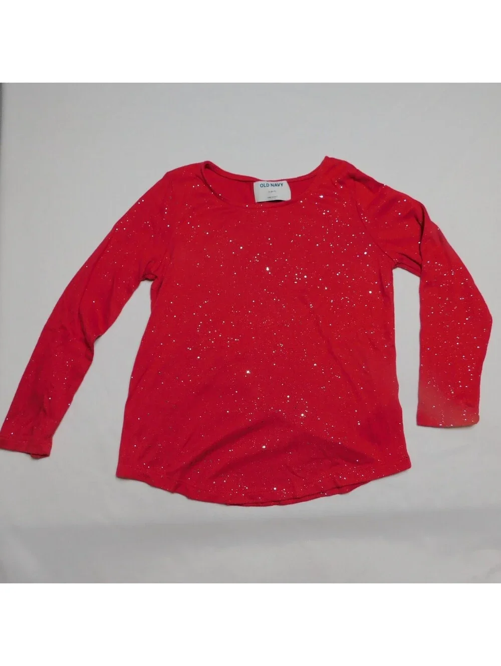 Old Navy Girls Red Glitter Long Sleeve Shirt Size Small (6-7)